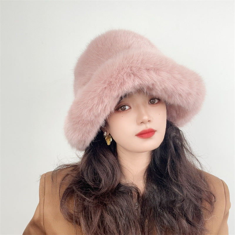 Faux Fox Fur Plush Fisherman Hat