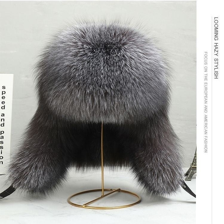 Faux Leather & Fur Hat