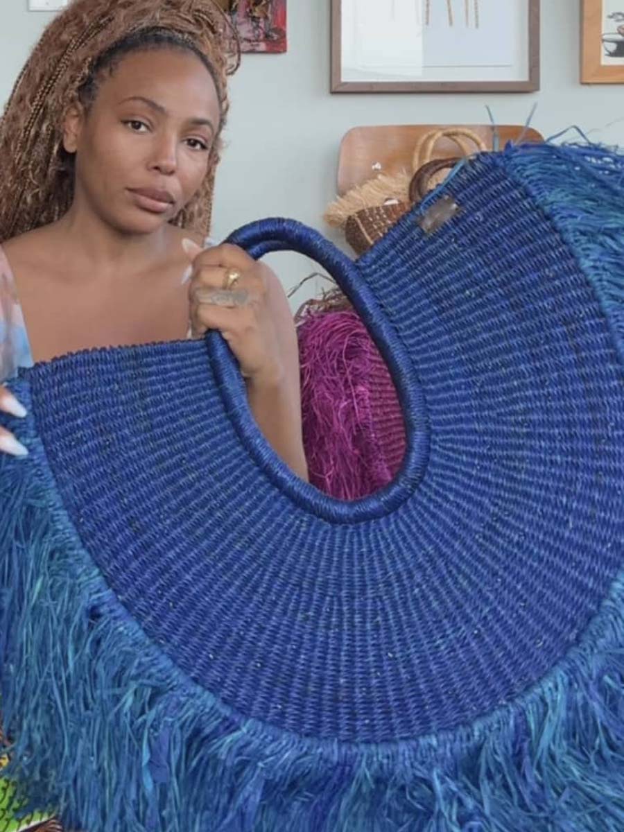 Tassel Handheld Straw Woven Bag Holiday Travel Woven Bag