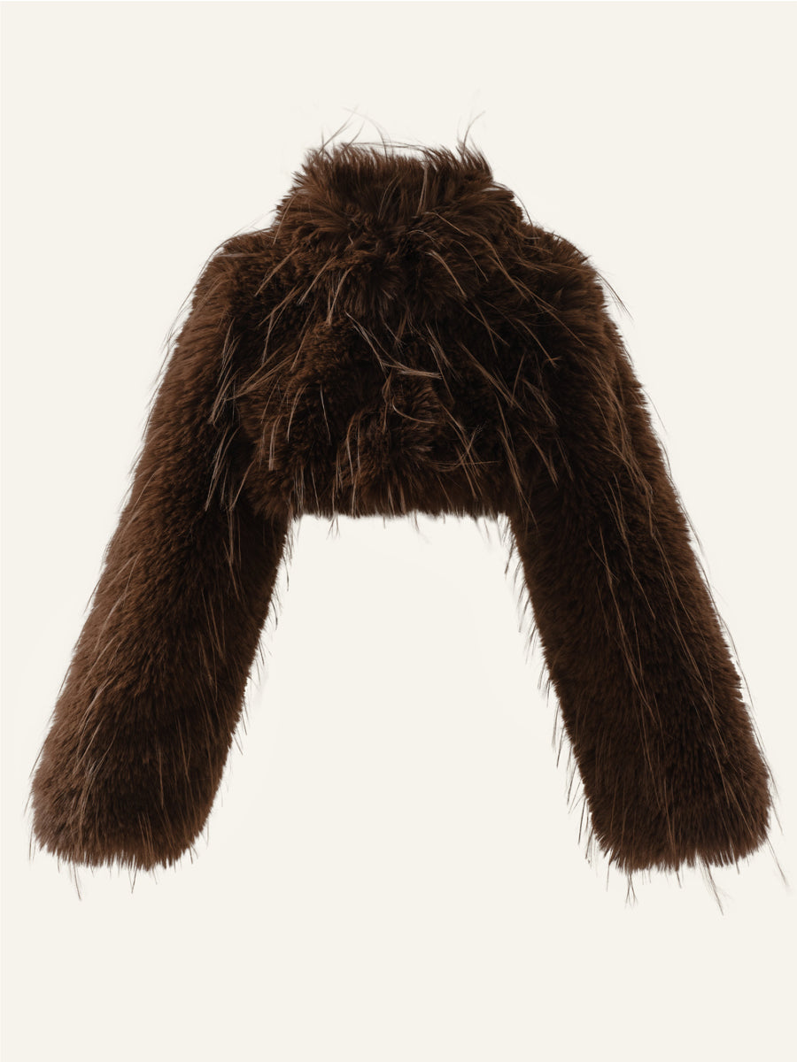 Fahion Faux Fur Cropped Coat