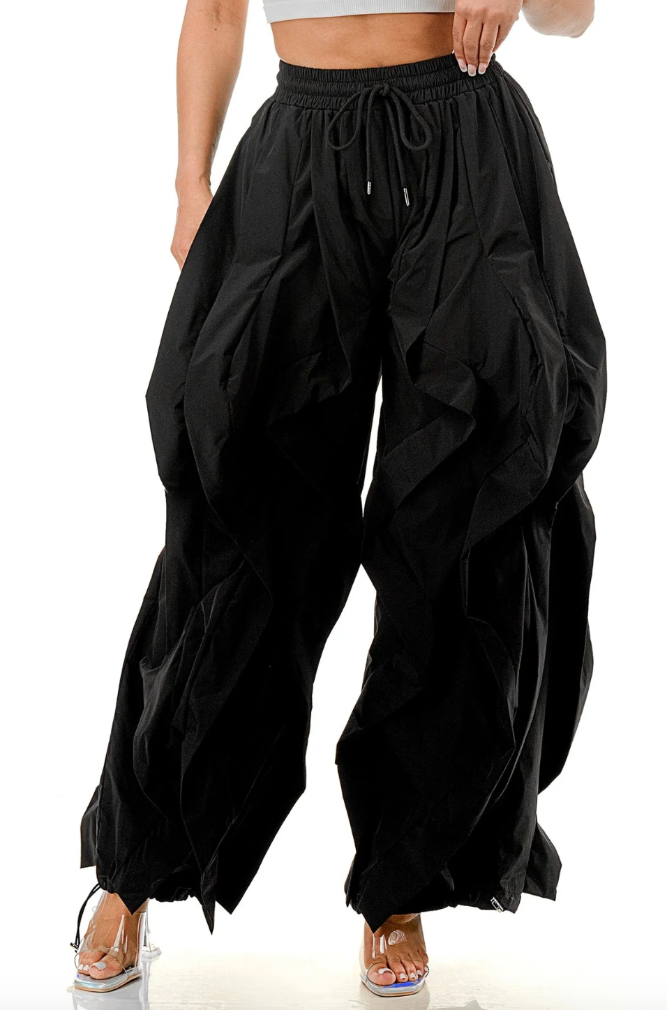 Ruffle Drawstring Elastic Waist Jogger Pants