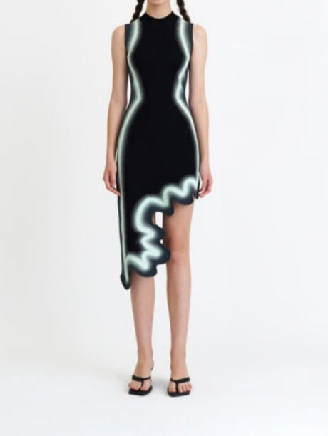 Wavy Structured Knit Dress