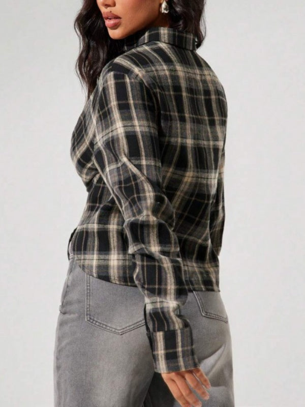 Sexy Twisted Plaid Blouse