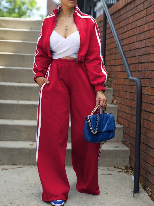 Striped Jacket And Sweatpants Set