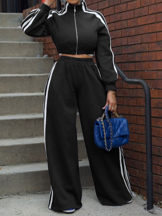 Striped Jacket And Sweatpants Set