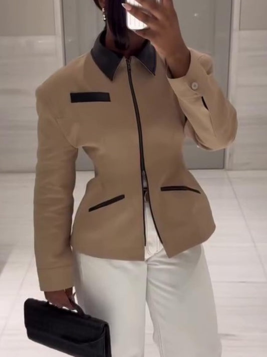 Lapel Zip-up Jacket
