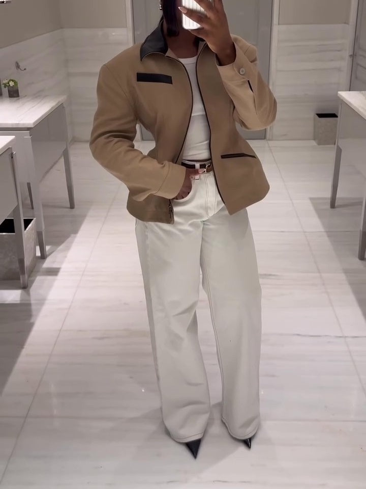 Lapel Zip-up Jacket