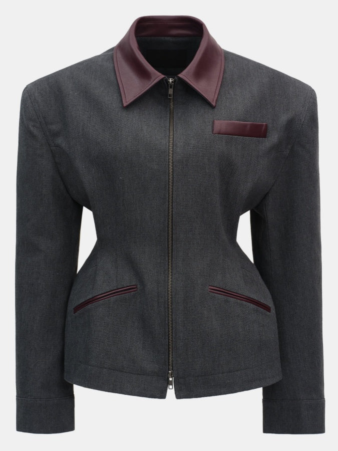 Lapel Zip-up Jacket