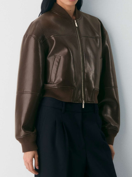 Casual Leather Bomber Jacket