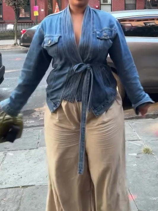 Lace-up Denim Jacket