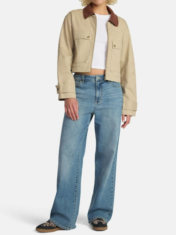 Corduroy Collar Cropped Jacket