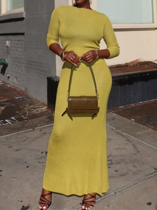 Knitted Long Skirt Two Piece Set