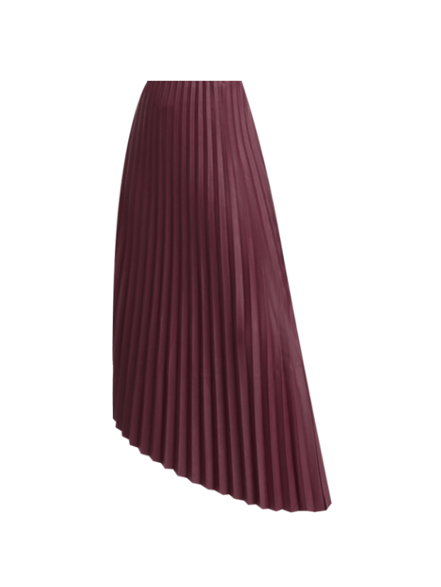Pleated Faux-Leather Asymmetrical Skirt