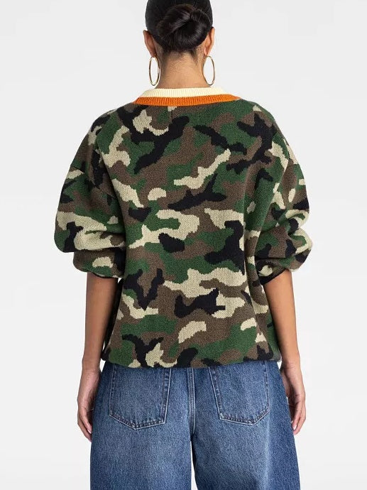 Camo Cardigan Sweater