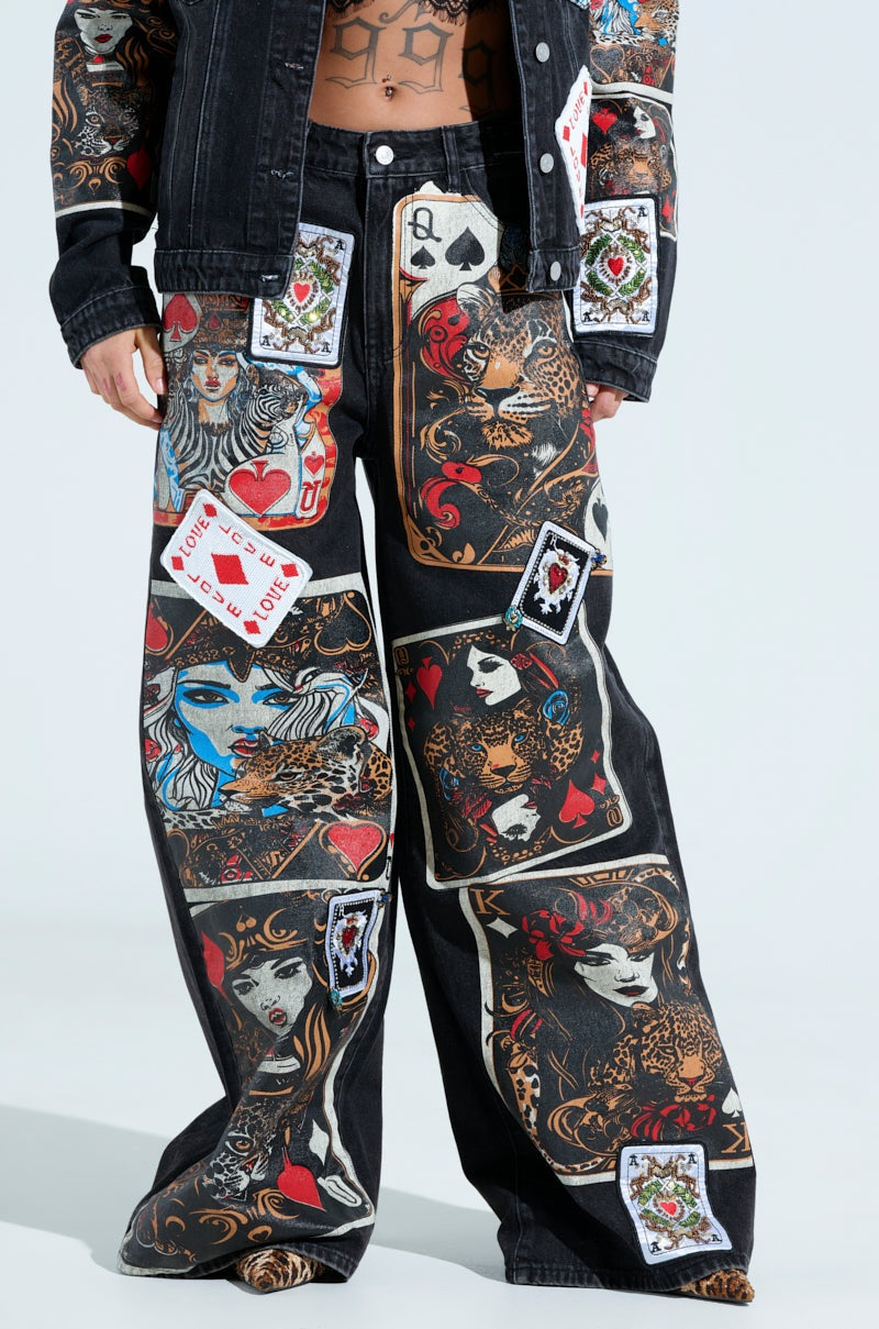 Poker Print Jeans