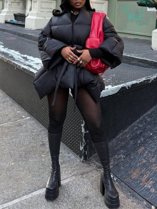 Black Long Sleeve Lace-Up Jacket