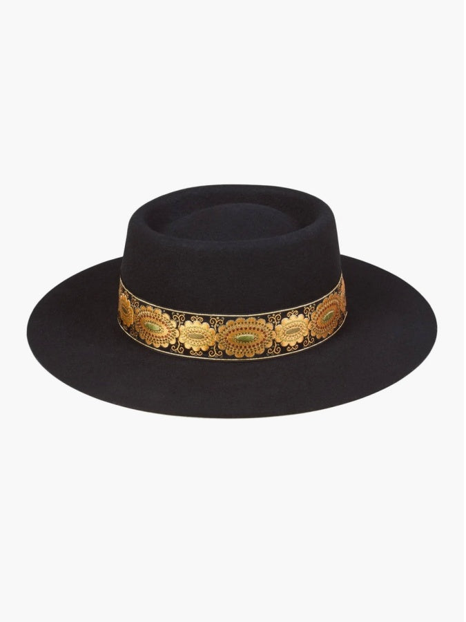 Embroidered Wool Bowler Hat