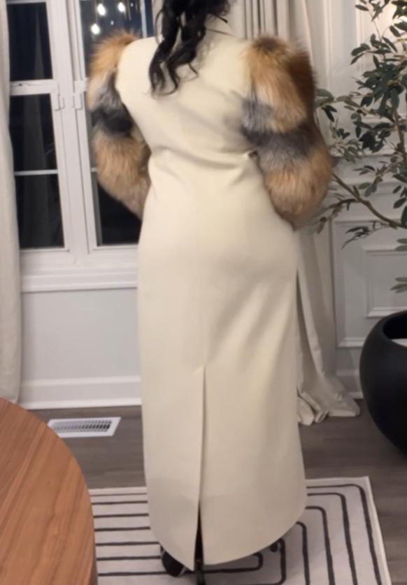 Fur Sleeve Stitching Full-Length Coat