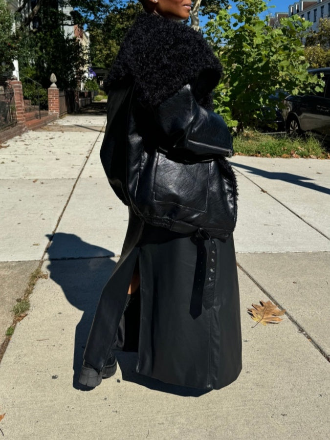 Large Lapel Leather Jacket