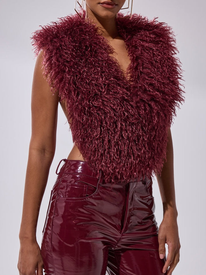 Faux Fur Halter Top