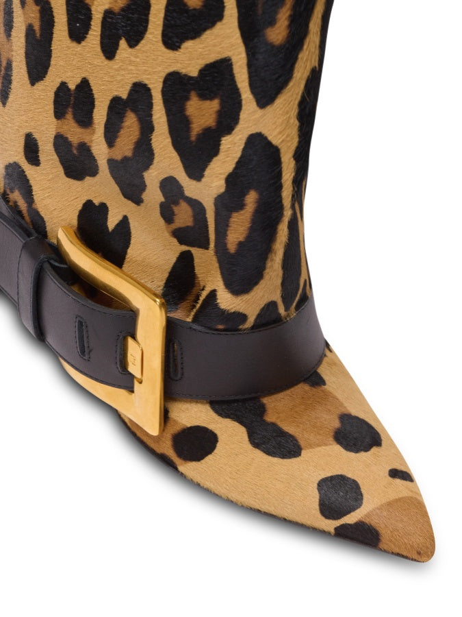Leopard Print Leather Boots