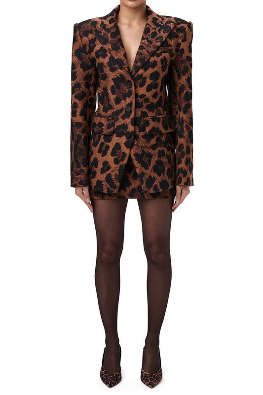 Leopard Print Lapel Blazer