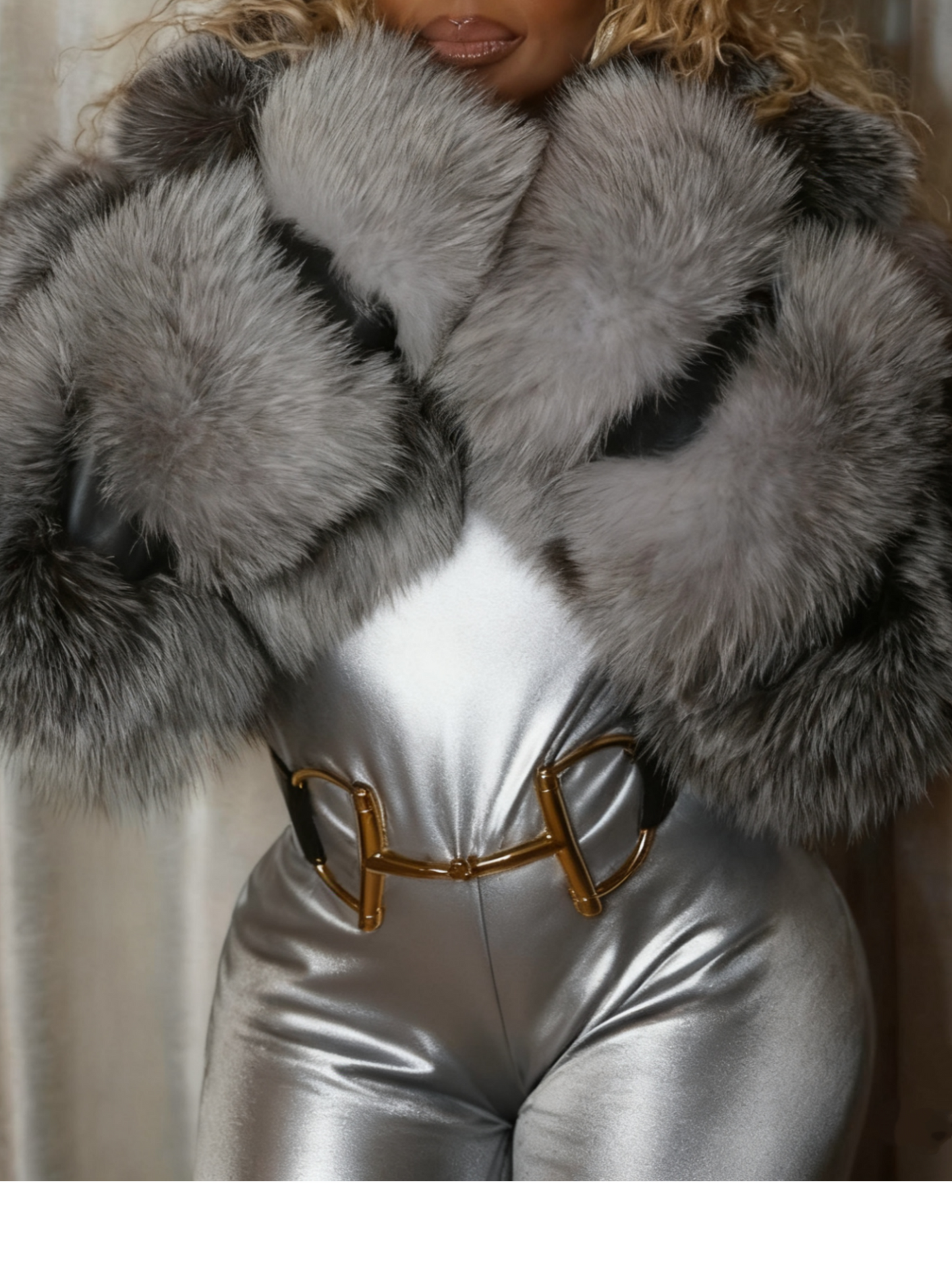 Eco-friendly Silver Fox Cropped Jacket