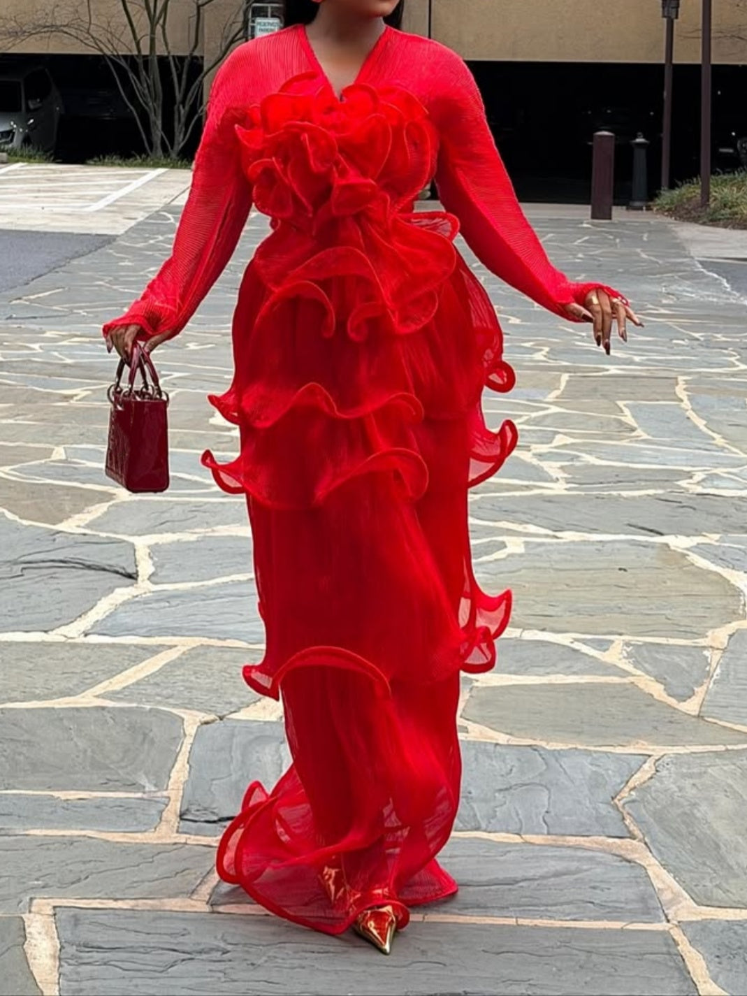 Organza Layered Gown Dress