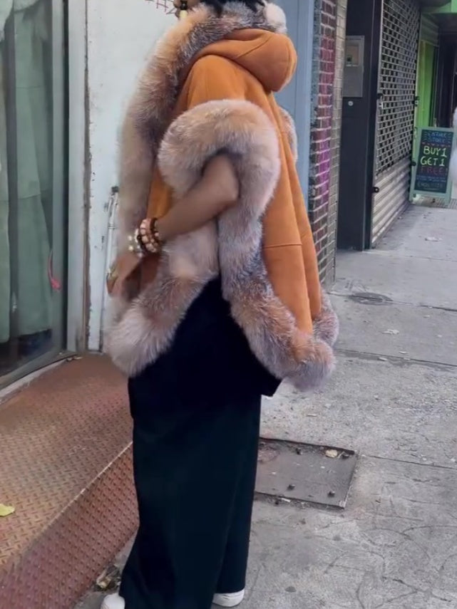 Hooded Suede Fur Vest