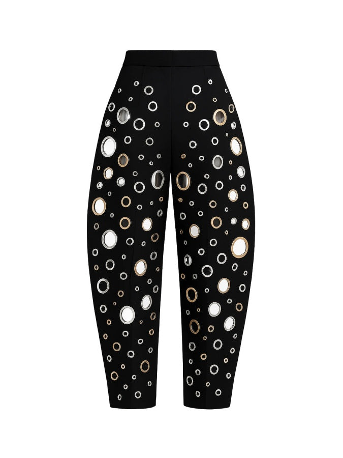 Circular Cutout Barrel Pants