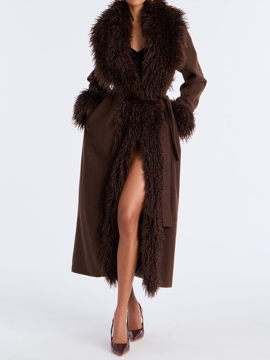 Fur Trim Full Maxi Coat