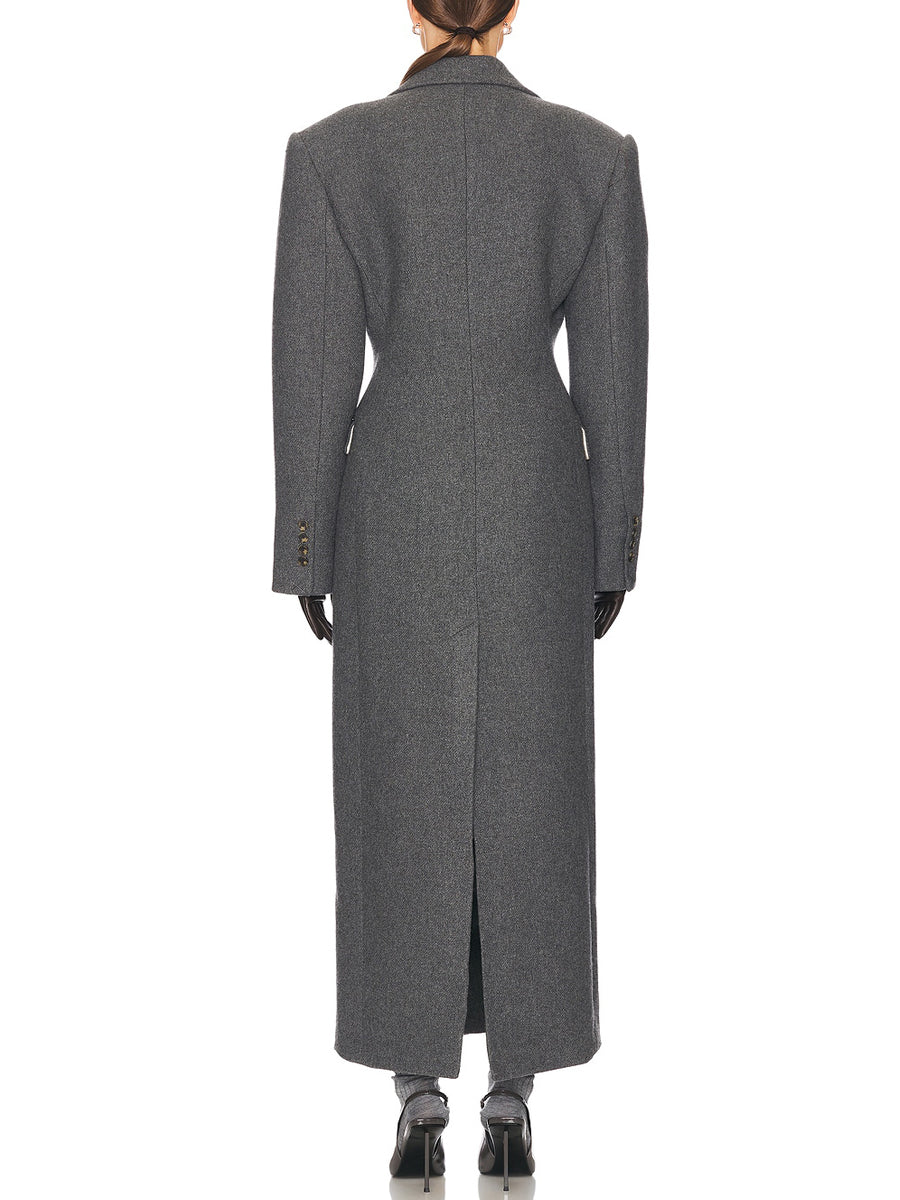 Large lapel Darted waist long coat