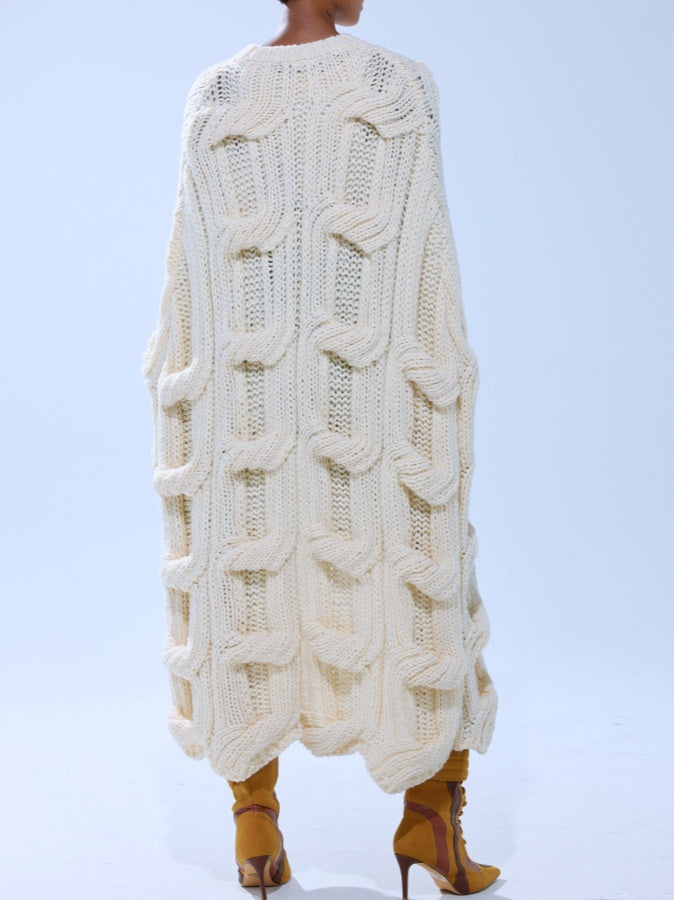 Sleeveless Textured Chunky Knit Sweater