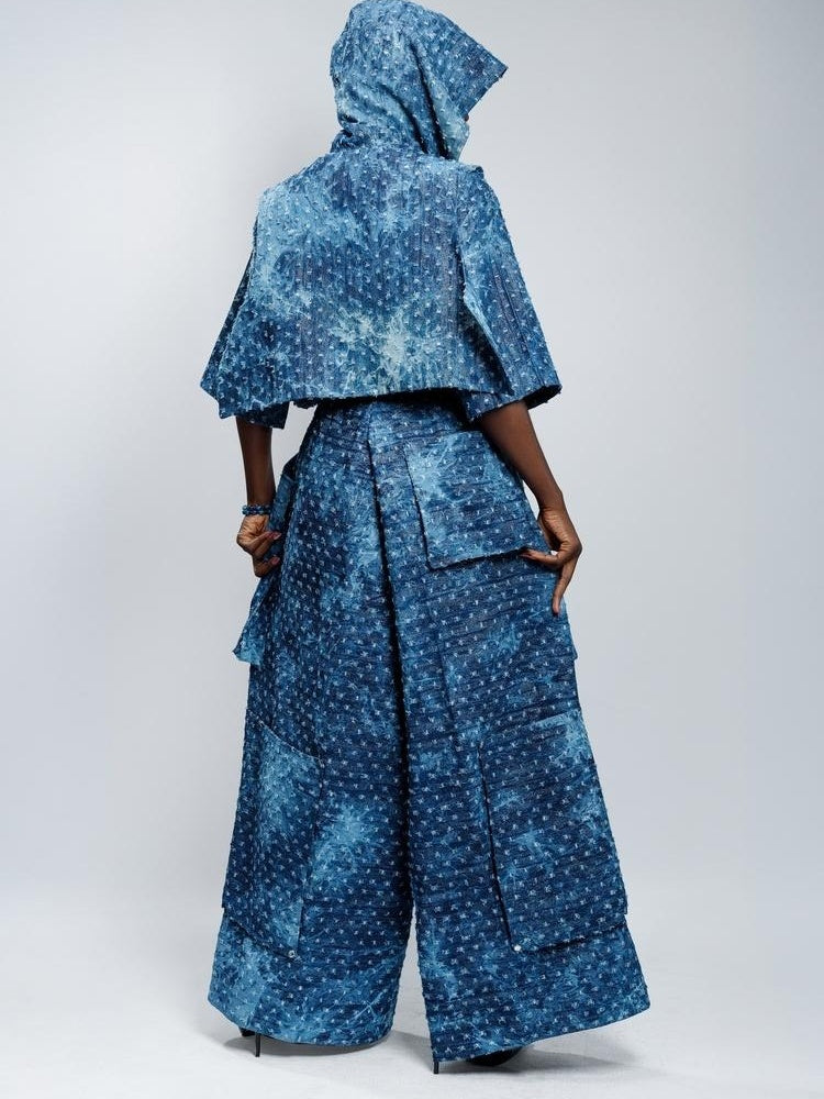 Stylish Hooded Denim Two-piece Set