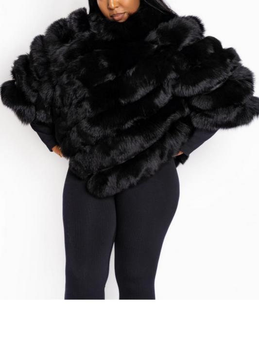 Elegant Fox Fur Poncho