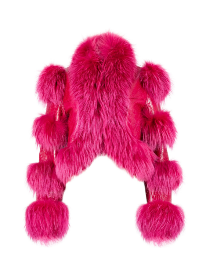 Fox Fur Corpped Leather Jacket