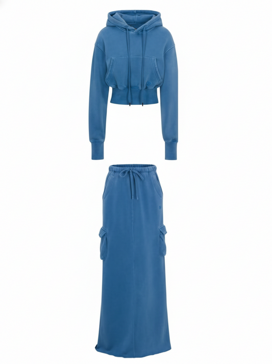 Hoodie & Cargo Skirt Two Pieces Set