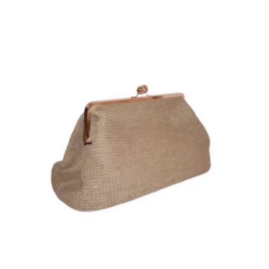 Jute Kiss Lock Clutch