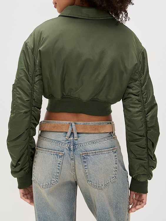 Long Sleeve Crop Bomber Jacket