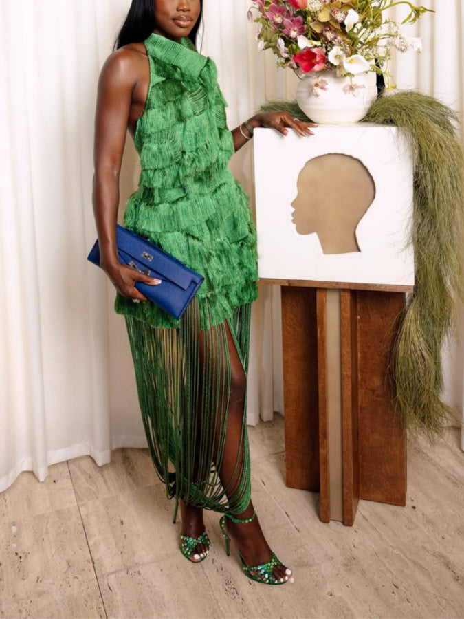 Halter Neck Tassel Set