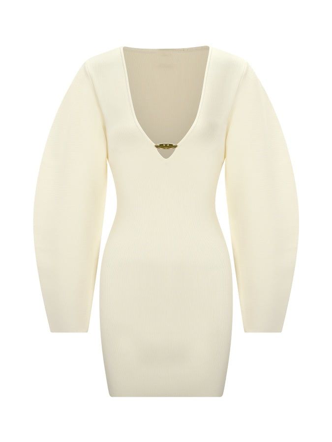 Balloon Sleeve Knit Mini Dress