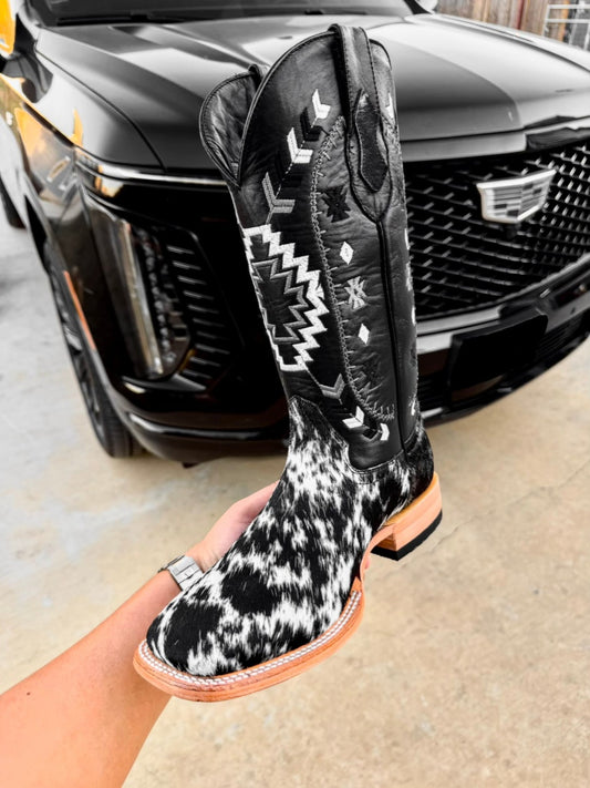 Men's Genuine Cowhide Boots - Square Toe