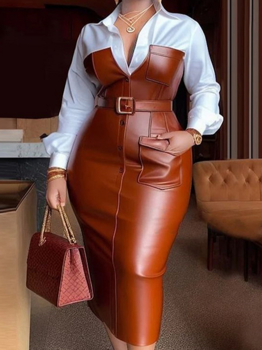 Classy Faux Leather Dress