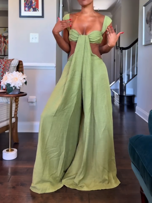 Lace-up Backless Jumpsuit