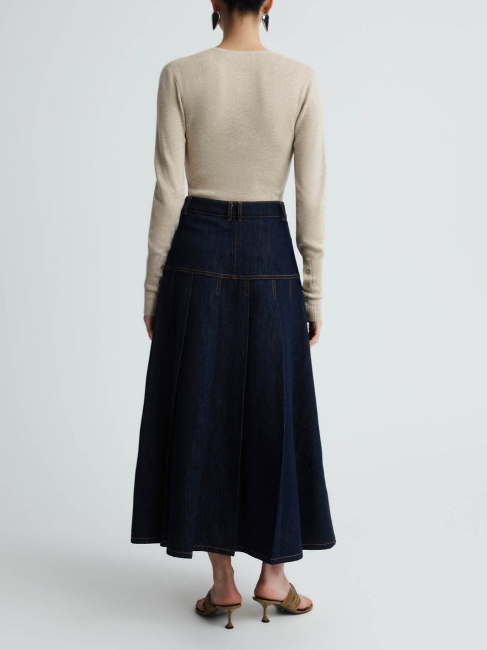 Pleated Denim Skirt