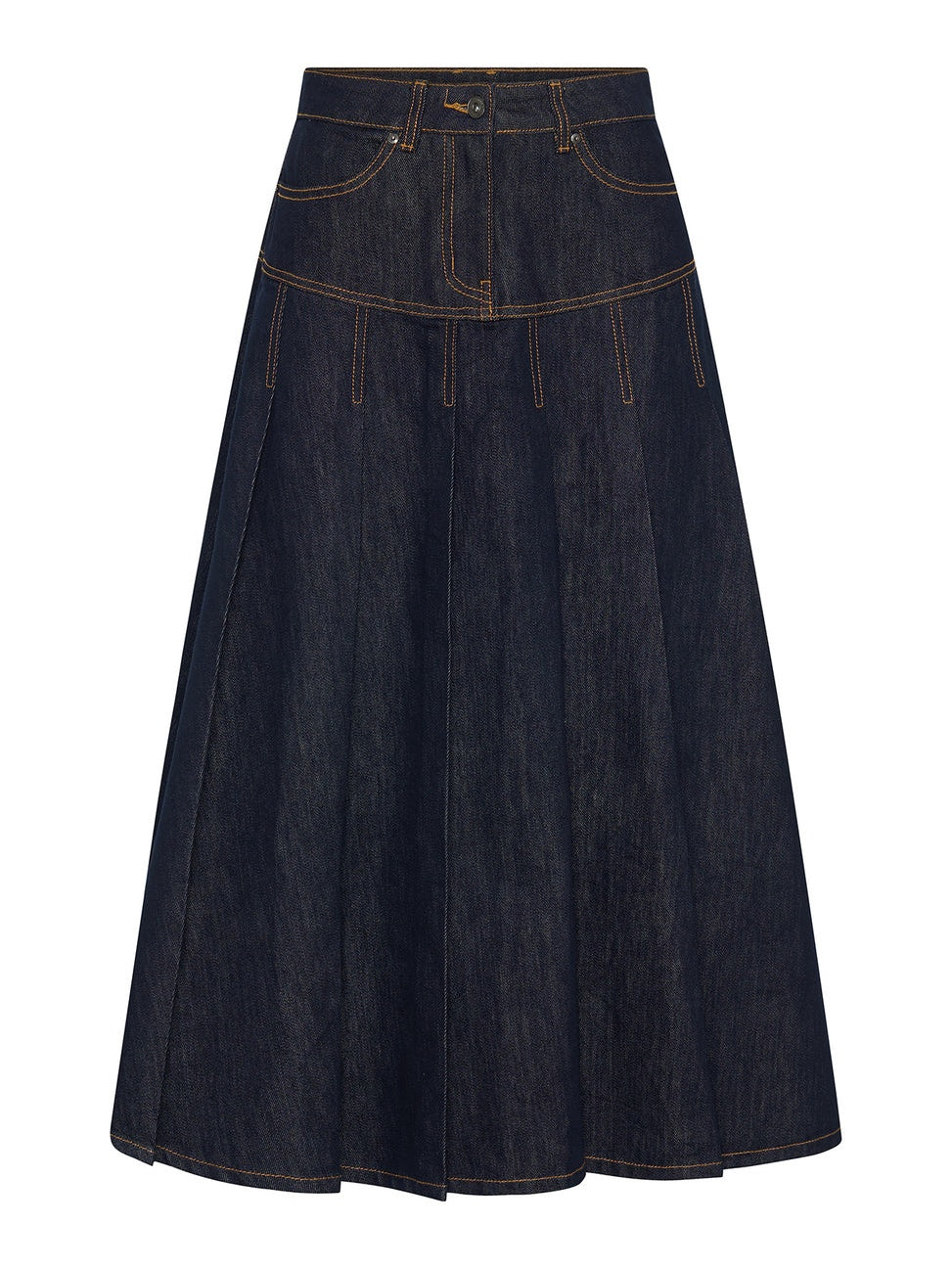 Pleated Denim Skirt