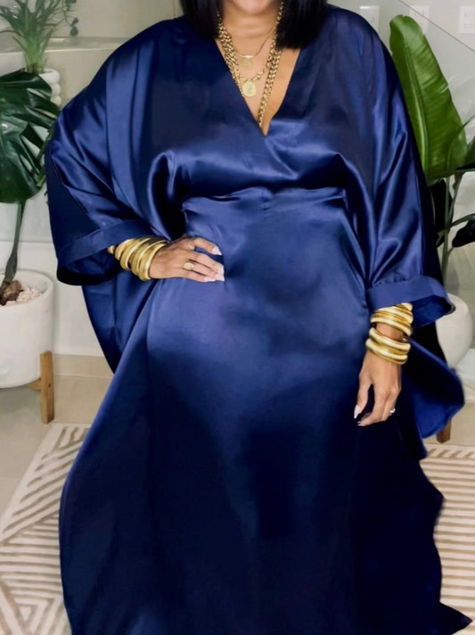 V-neck Long-sleeved Loose Dress