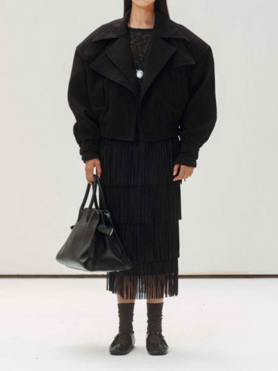 Large Lapel Cropped Jacket