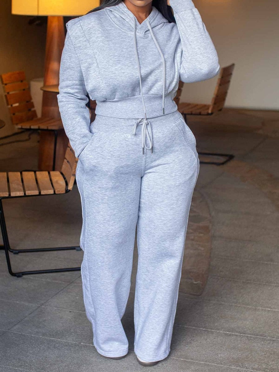Women's Wide-leg Hooded Sweatshirt Two-piece Set