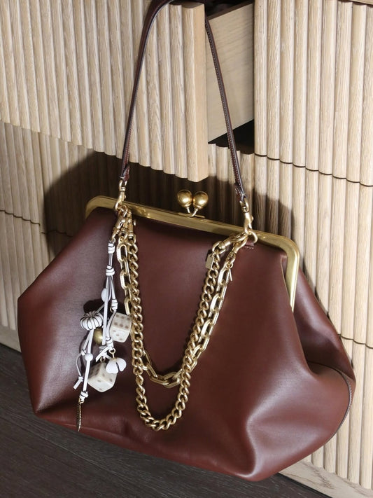 Large Clip-on Leather Bag